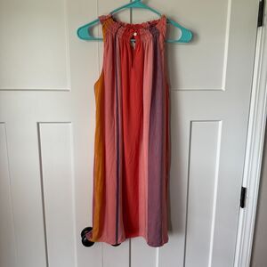 LOFT Coral Striped Tank Dress Women's XS
